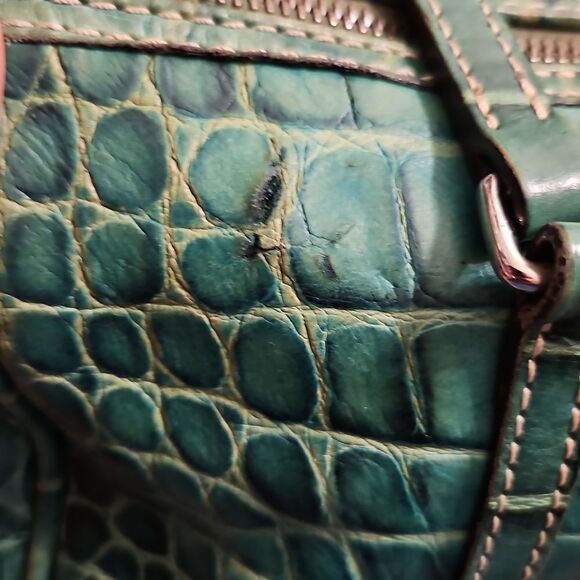 Dooney and Bourke Green Crocodile-Embossed Barrel Bag - Picture 7 of 12